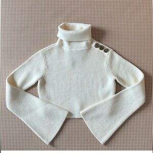 Elisabetta Franchi Maglia Tricot Knitted crop Sweater bell sleeve. NEW WITH TAGS